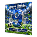 Grandson 9th Birthday Card Blue Football Stadium