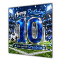 Grandson 10th Birthday Card Blue Football Stadium