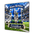 Grandson 11th Birthday Card Blue Football Stadium