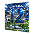 Grandson 12th Birthday Card Blue Football Stadium