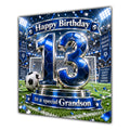 Grandson 13th Birthday Card Blue Football Stadium