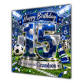 Grandson 15th Birthday Card Blue Football Stadium