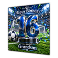 Grandson 16th Birthday Card Blue Football Stadium