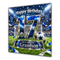Grandson 17th Birthday Card Blue Football Stadium