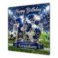 Grandson 18th Birthday Card Blue Football Stadium