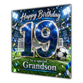 Grandson 19th Birthday Card Blue Football Stadium