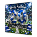 Grandson 20th Birthday Card Blue Football Stadium