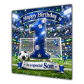 Son 1st Birthday Card Blue Football Stadium