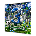 Son 3rd Birthday Card Blue Football Stadium