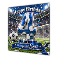 Son 4th Birthday Card Blue Football Stadium