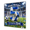 Son 5th Birthday Card Blue Football Stadium