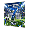 Son 7th Birthday Card Blue Football Stadium