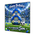 Son 8th Birthday Card Blue Football Stadium