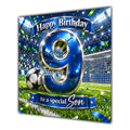 Son 9th Birthday Card Blue Football Stadium