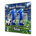 Son 11th Birthday Card Blue Football Stadium