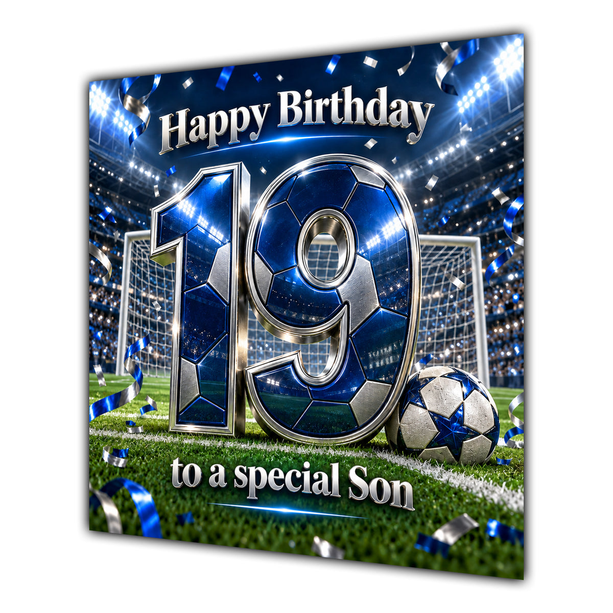 Son 19th Birthday Card Blue Football Stadium