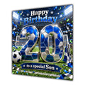 Son 20th Birthday Card Blue Football Stadium