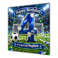 Nephew 4th Birthday Card Blue Football Stadium