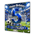 Nephew 5th Birthday Card Blue Football Stadium