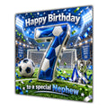 Nephew 7th Birthday Card Blue Football Stadium