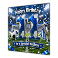 Nephew 11th Birthday Card Blue Football Stadium