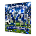 Nephew 14th Birthday Card Blue Football Stadium