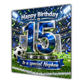 Nephew 15th Birthday Card Blue Football Stadium