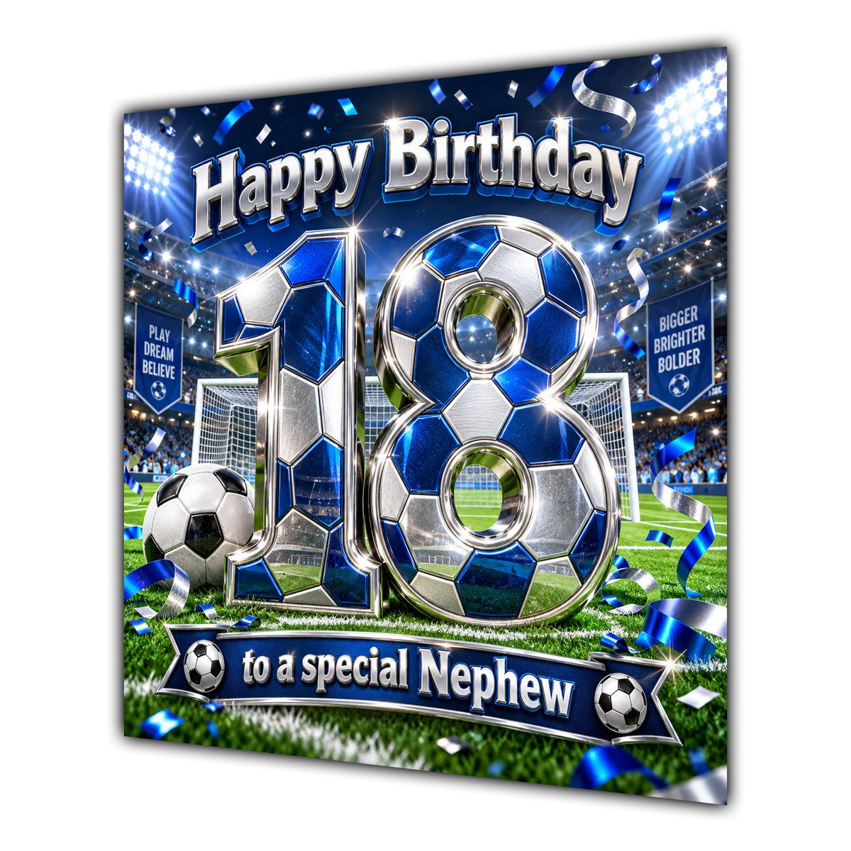Nephew 18th Birthday Card Blue Football Stadium