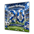 Nephew 20th Birthday Card Blue Football Stadium