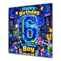 Boy 6th Birthday Card Neon Gaming Controller Level Up
