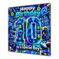 Boy 10th Birthday Card Neon Gaming Controller Level Up