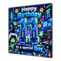 Boy 11th Birthday Card Neon Gaming Controller Level Up