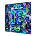 Boy 18th Birthday Card Neon Gaming Controller Level Up