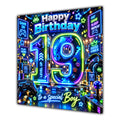 Boy 19th Birthday Card Neon Gaming Controller Level Up