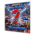 Grandson 7th Birthday Card Racing Cars Chequered Flags