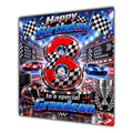 Grandson 8th Birthday Card Racing Cars Chequered Flags