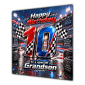 Grandson 10th Birthday Card Racing Cars Chequered Flags