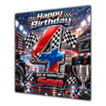 Son 4th Birthday Card Racing Cars Chequered Flags