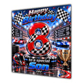 Son 8th Birthday Card Racing Cars Chequered Flags