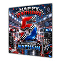 Nephew 5th Birthday Card Racing Cars Chequered Flags