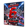 Nephew 6th Birthday Card Racing Cars Chequered Flags