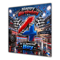 Boy 4th Birthday Card Racing Cars Chequered Flags