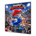 Boy 5th Birthday Card Racing Cars Chequered Flags
