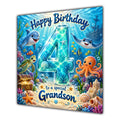 Grandson 4th Birthday Card Under the Sea Dolphin Turtle Octopus