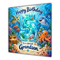 Grandson 5th Birthday Card Under the Sea Dolphin Turtle Octopus