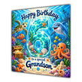 Grandson 6th Birthday Card Under the Sea Dolphin Turtle Octopus