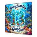 Grandson 13th Birthday Card Under the Sea Turtle Ocean