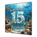 Grandson 15th Birthday Card Under the Sea Turtle Ocean