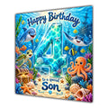 Son 4th Birthday Card Under the Sea Ocean Animals