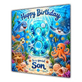 Son 8th Birthday Card Under the Sea Ocean Animals